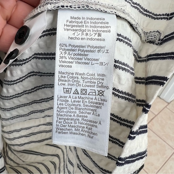 Madewell Tucked Mini Shirtdress in Grey Variegated Stripe Size 12 NWT - Picture 11 of 14